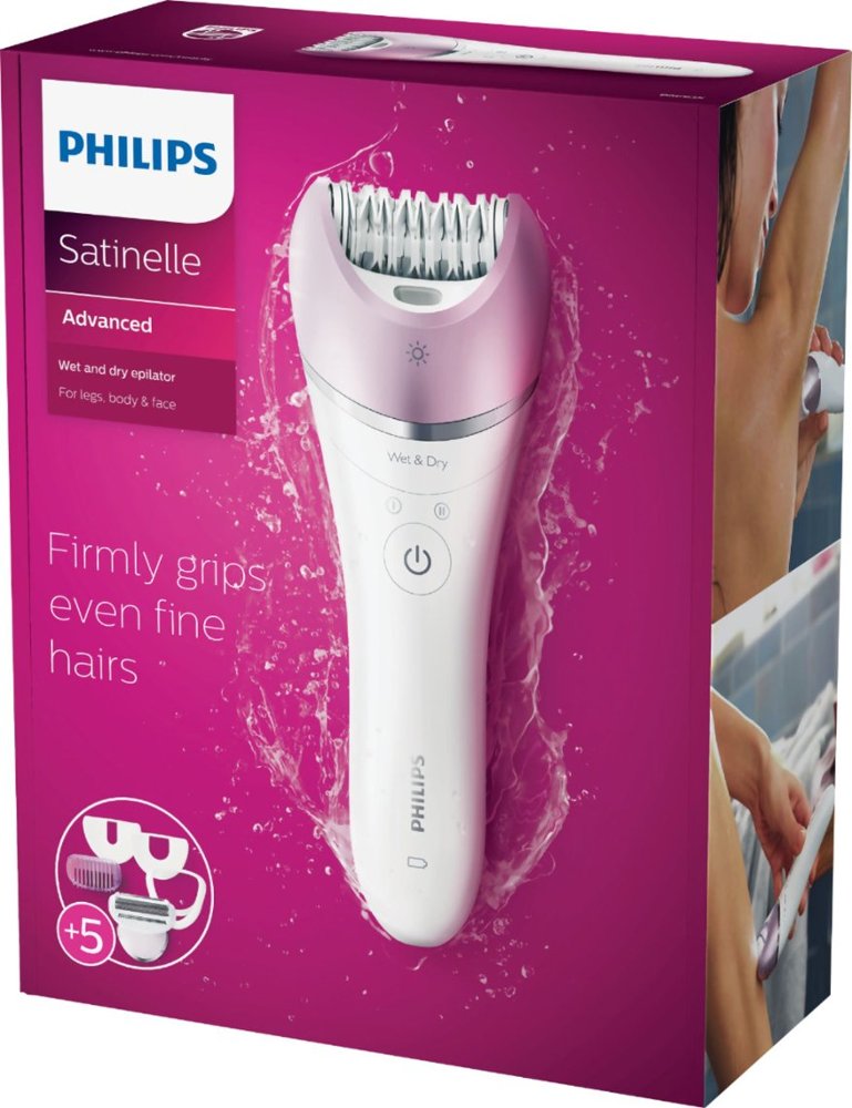 Philips - Satinelle Advanced Wet/Dry Cordless Epilator - Purple/White